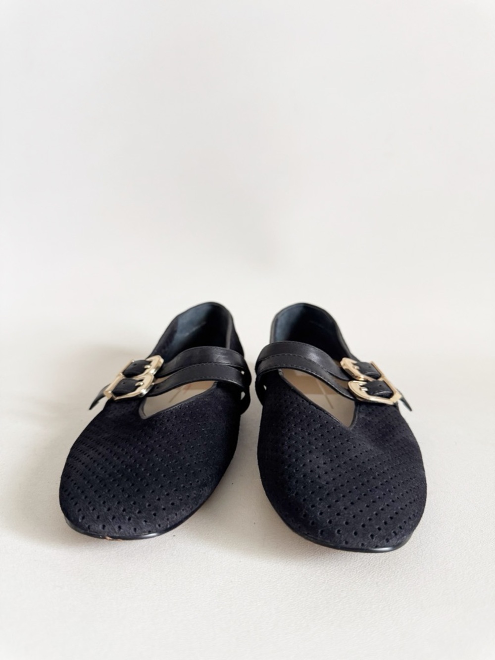 Dolce Vita Baylee Ballet Flat 9.5 Black Onyx Perforated Suede Classic Minimalist - Picture 5 of 10